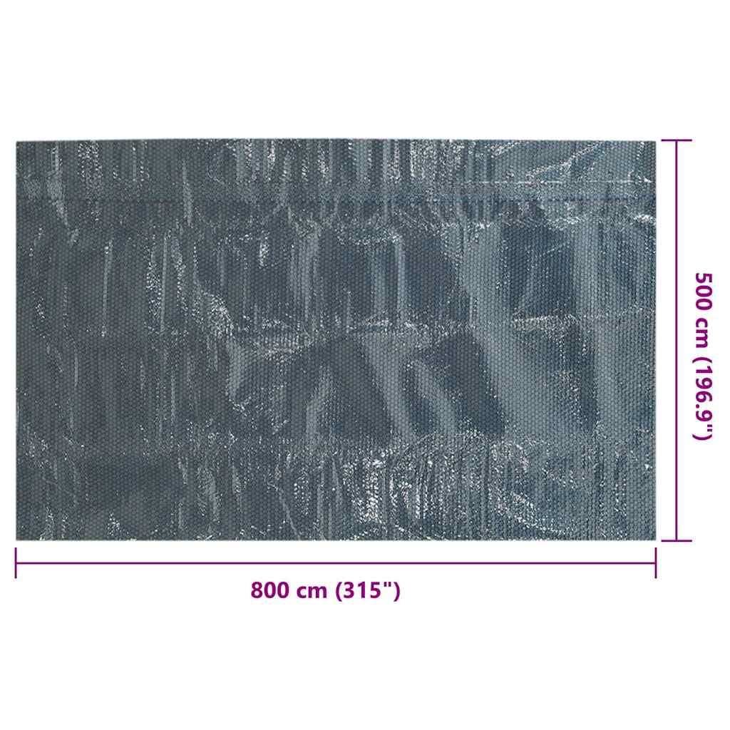 Solar Pool Cover 0.1 mm PE Square Black and Blue Length 500 cm 800 cm (92992)