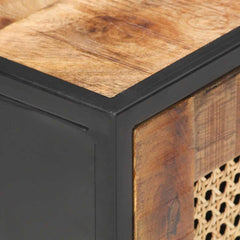 vidaXL Bedside Cabinet | Rough Mango Wood, Natural Cane 6
