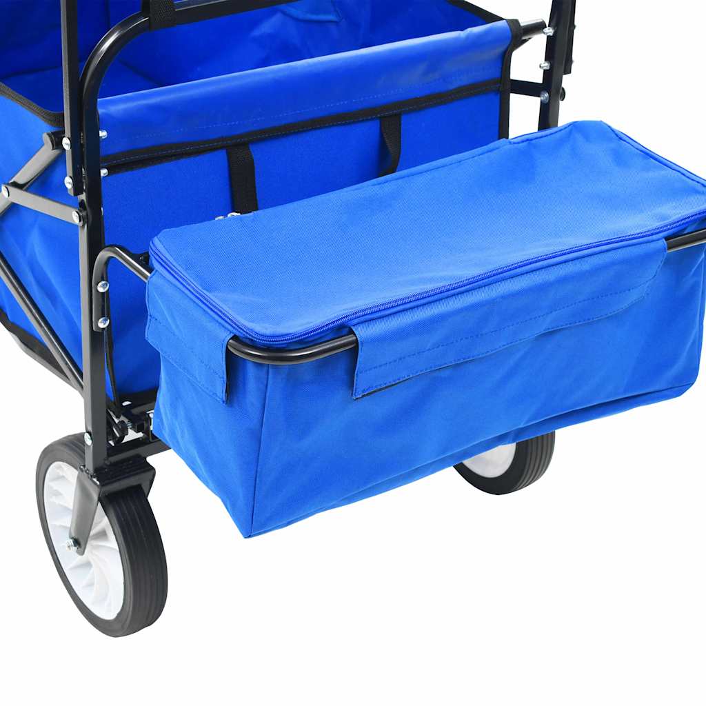 Folding Hand Trolley with Canopy Steel Blue