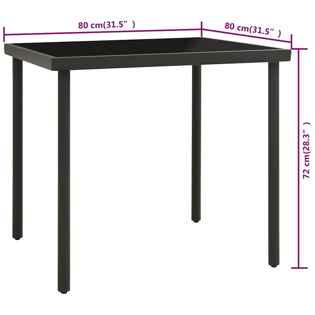 313092 vidaXL Outdoor Dining Table Anthracite 80x80x72 cm Glass and Steel 4