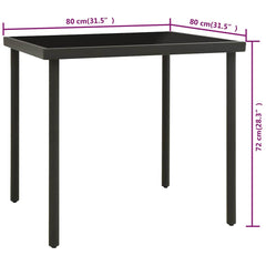 313092 vidaXL Outdoor Dining Table Anthracite 80x80x72 cm Glass and Steel 4