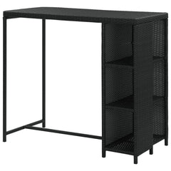 vidaXL Bar Table with Storage Rack Black 120x60x110 cm Poly Rattan 4