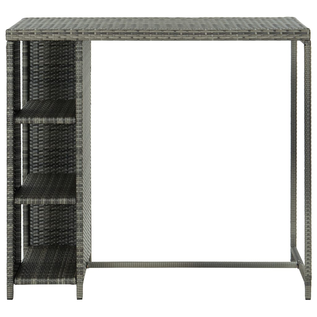 vidaXL Bar Table with Storage Rack Grey 120x60x110 cm Poly Rattan 2
