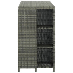 vidaXL Bar Table with Storage Rack Grey 120x60x110 cm Poly Rattan 3