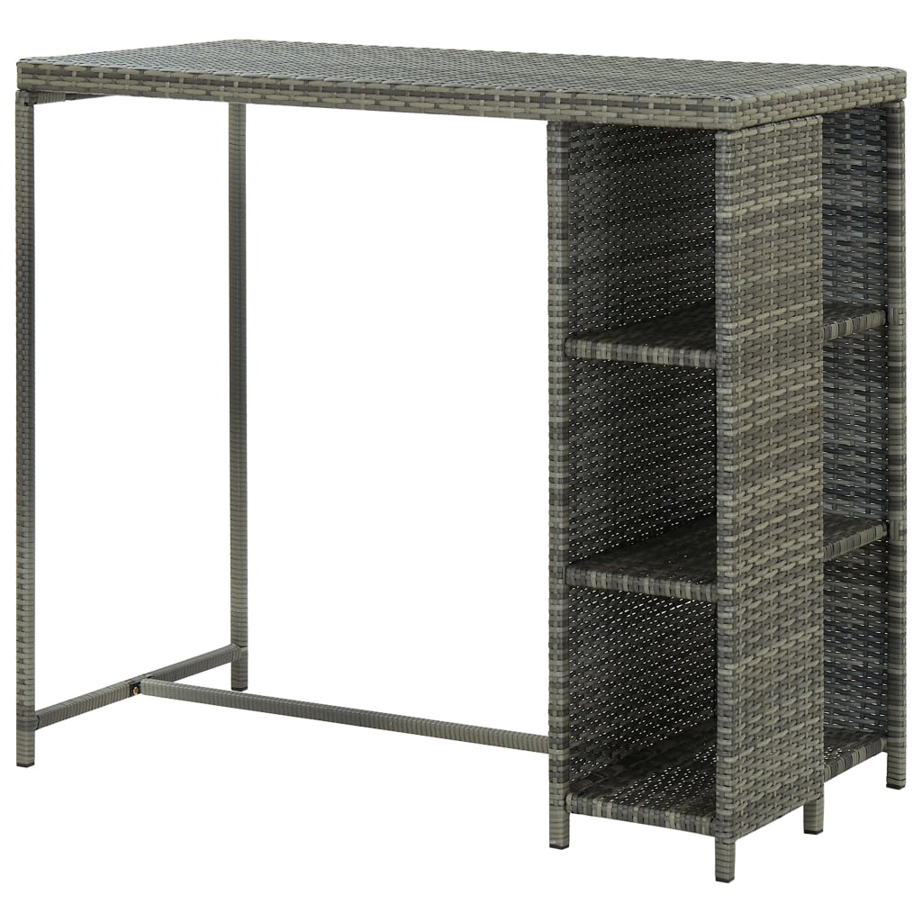 vidaXL Bar Table with Storage Rack Grey 120x60x110 cm Poly Rattan 4