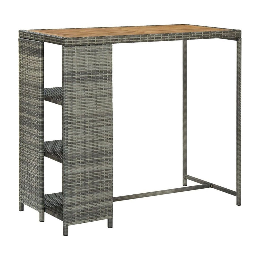 Bar Table with Storage Rack Grey Poly Rattan