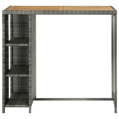 vidaXL Bar Table with Storage Rack Grey 120x60x110 cm Poly Rattan 2