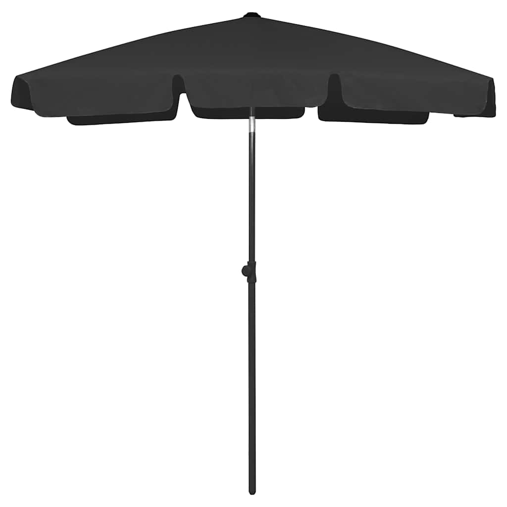 vidaXL Beach Parasol | Black | Polyester | Medium | Tiltable | Beach Parasol 1