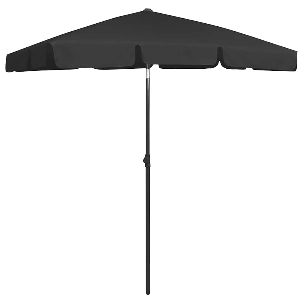 vidaXL Beach Parasol | Black | Polyester | Medium | Tiltable | Beach Parasol 2