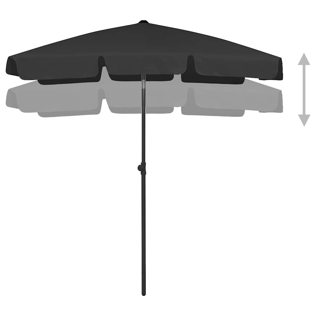 vidaXL Beach Parasol | Black | Polyester | Medium | Tiltable | Beach Parasol 3