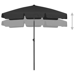 vidaXL Beach Parasol | Black | Polyester | Medium | Tiltable | Beach Parasol 3