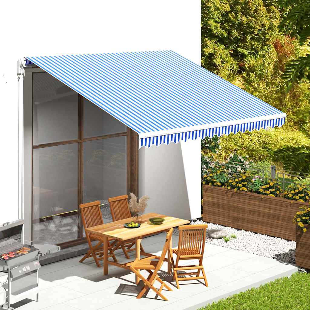 vidaXL Awning Replacement Fabric Blue and White 400x350 cm Polyester 1