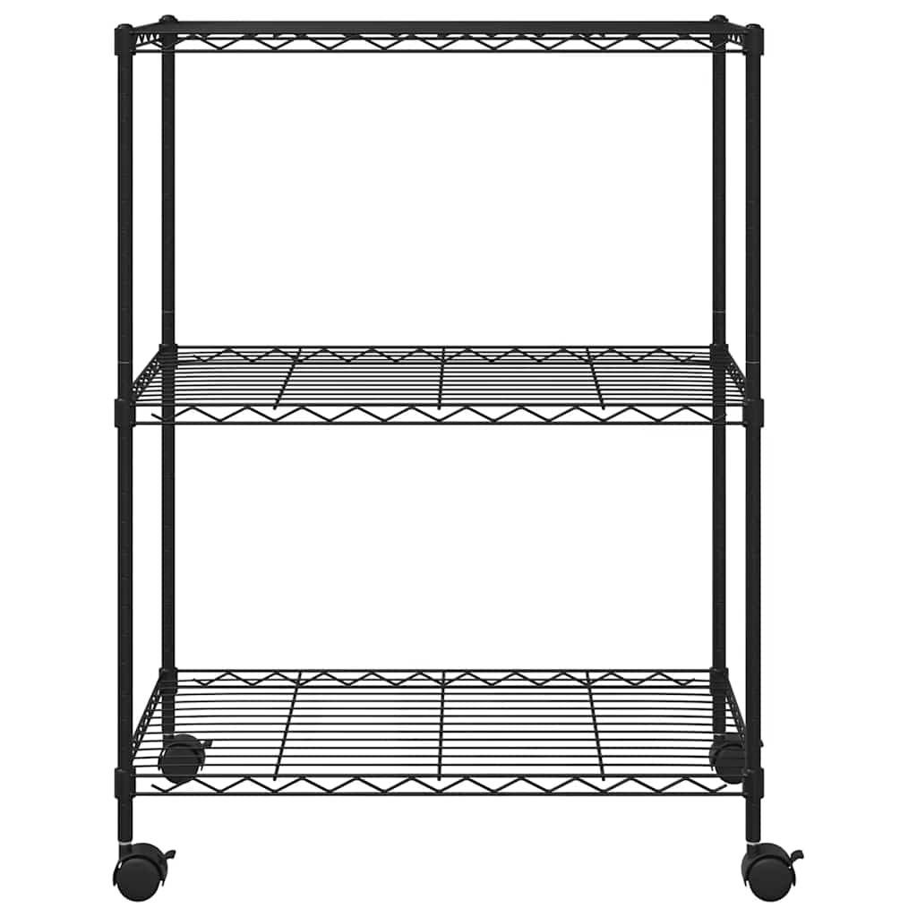 vidaXL 3-Tier Storage Rack with Wheels 60x35x81 cm Black 150 kg 4