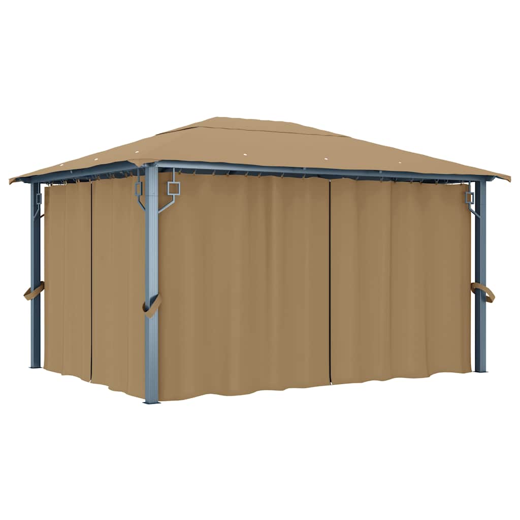 Gazebo with Curtain Aluminium Taupe 400 x 300 cm