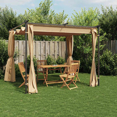 Gazebo with Curtains Steel Taupe