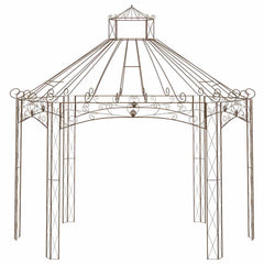 314000 vidaXL Garden Pavilion Antique Brown 400x258x378 cm Iron 2