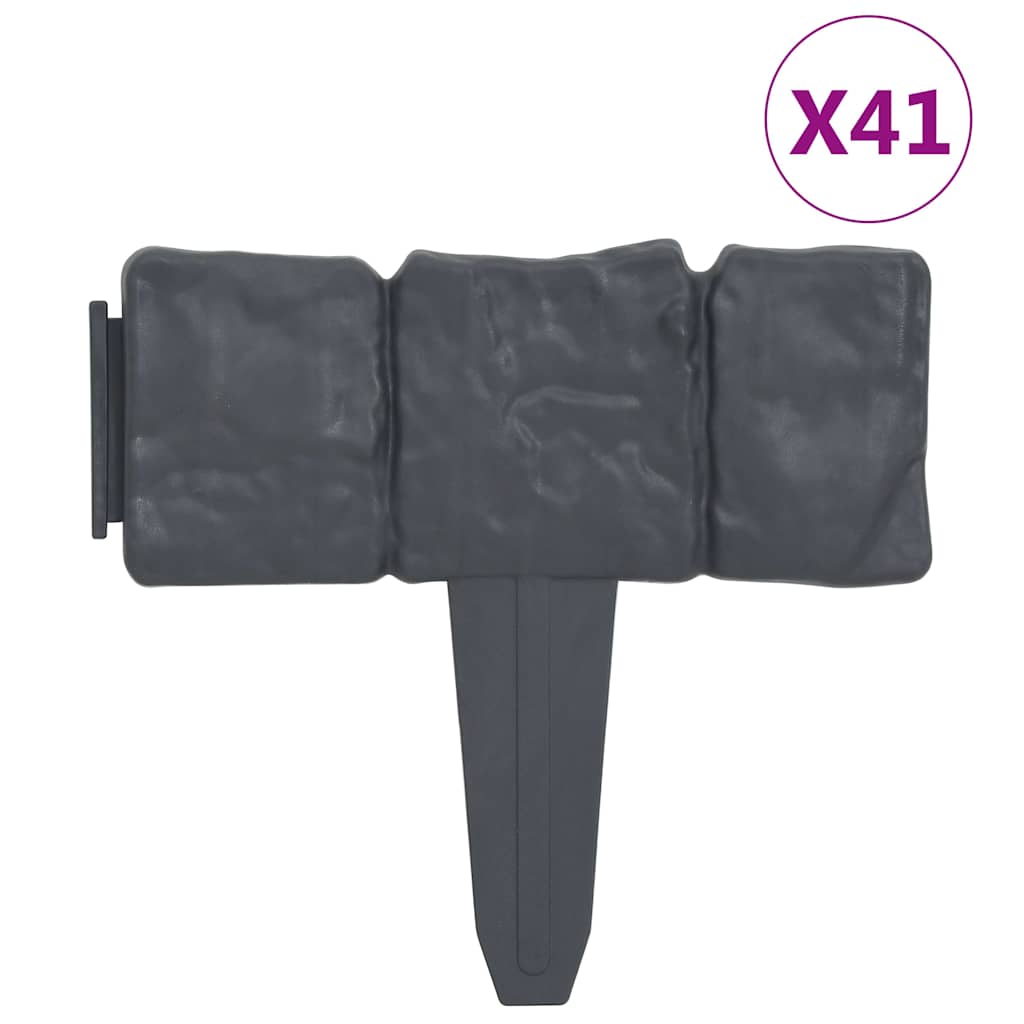 vidaXL Lawn Fence Stone Look 41 pcs Plastic 10 m 2