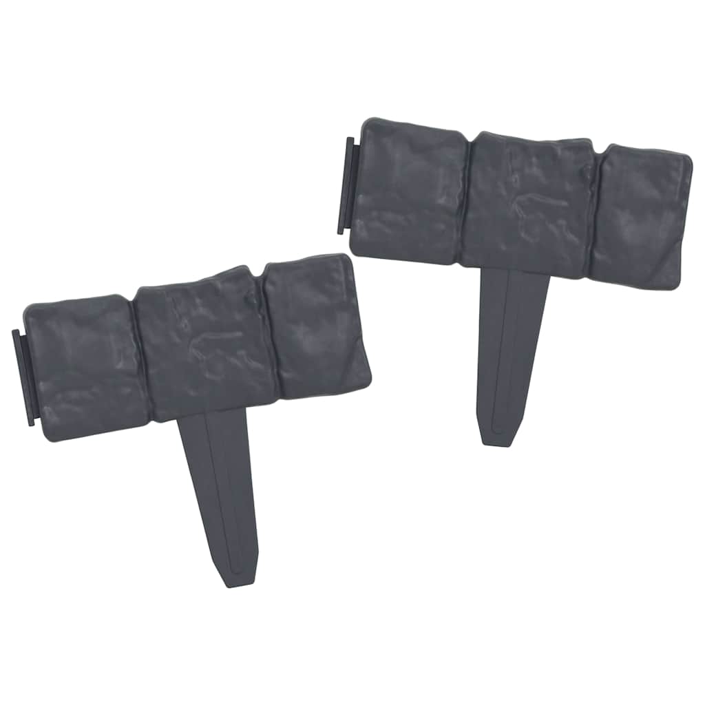 vidaXL Lawn Fence Stone Look 41 pcs Plastic 10 m 5