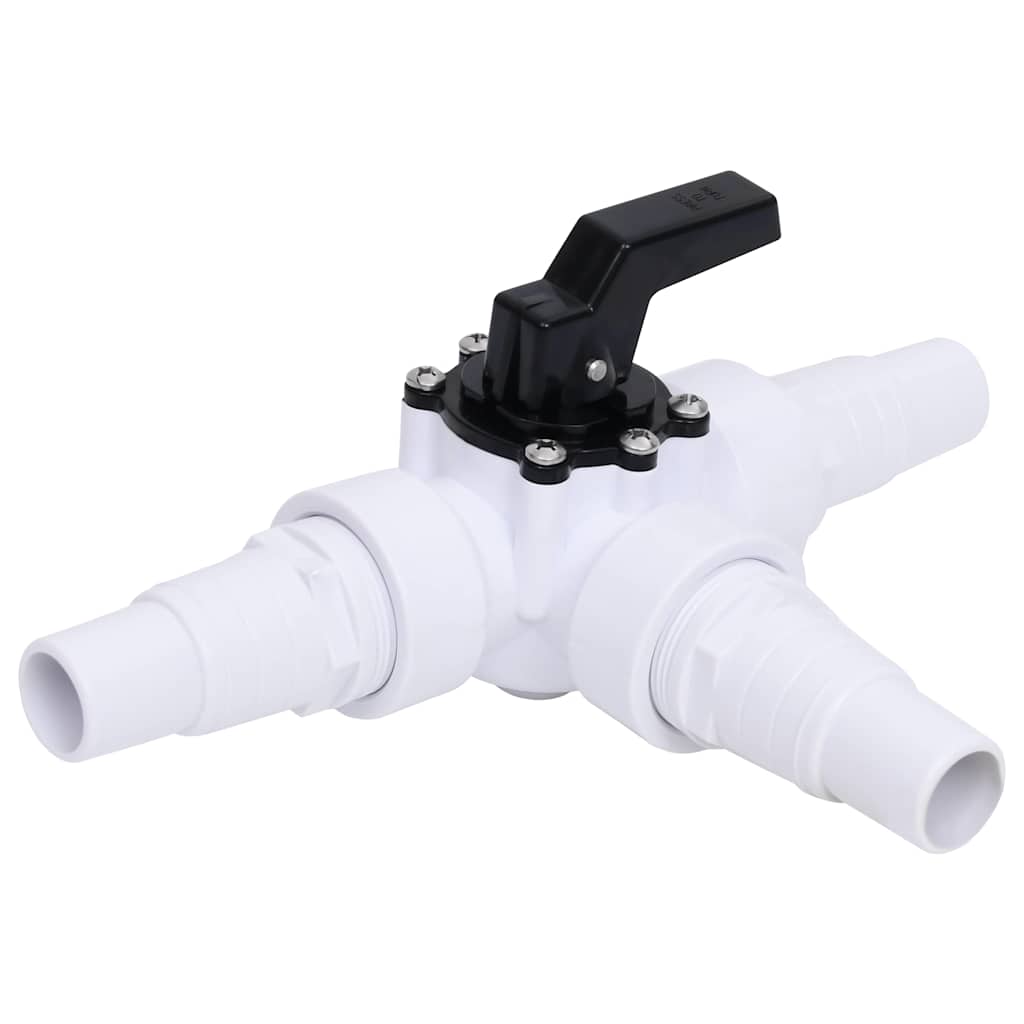 vidaXL 3-way Ball Valve | White and Black | Plastic | 3-Way Ball Valve | Other 1