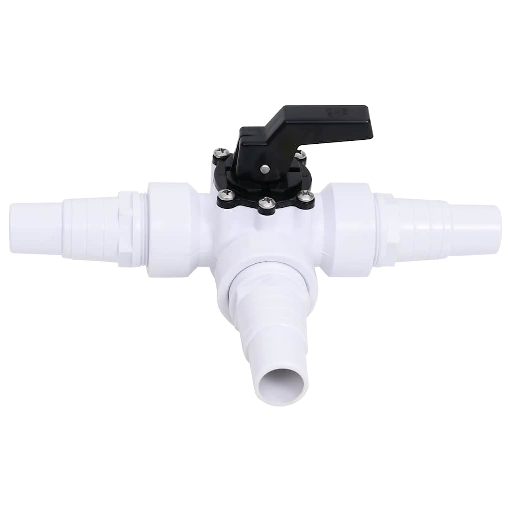 vidaXL 3-way Ball Valve | White and Black | Plastic | 3-Way Ball Valve | Other 3