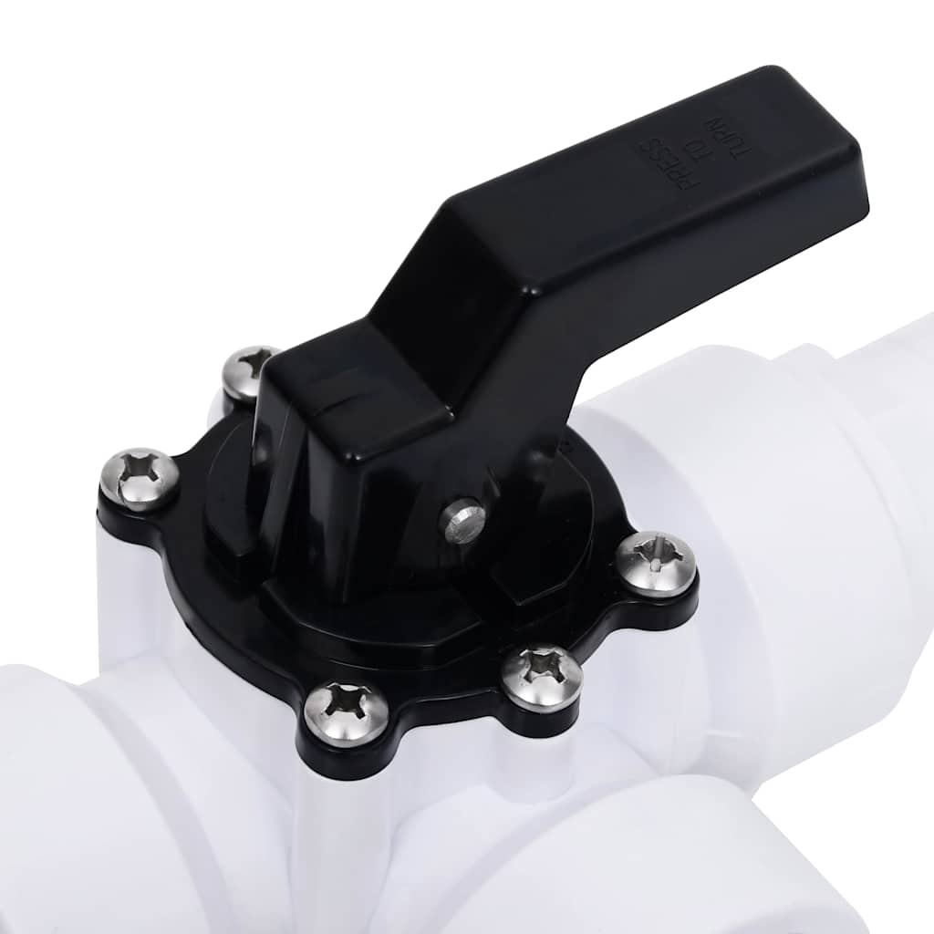 vidaXL 3-way Ball Valve | White and Black | Plastic | 3-Way Ball Valve | Other 6