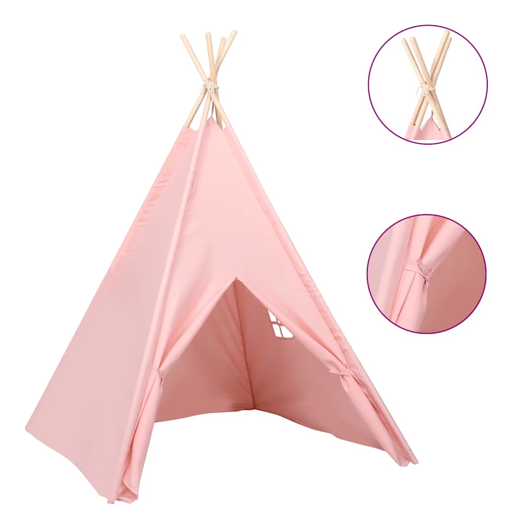 vidaXL Children Teepee Tent with Bag Peach Skin Pink 120x120x150 cm 2