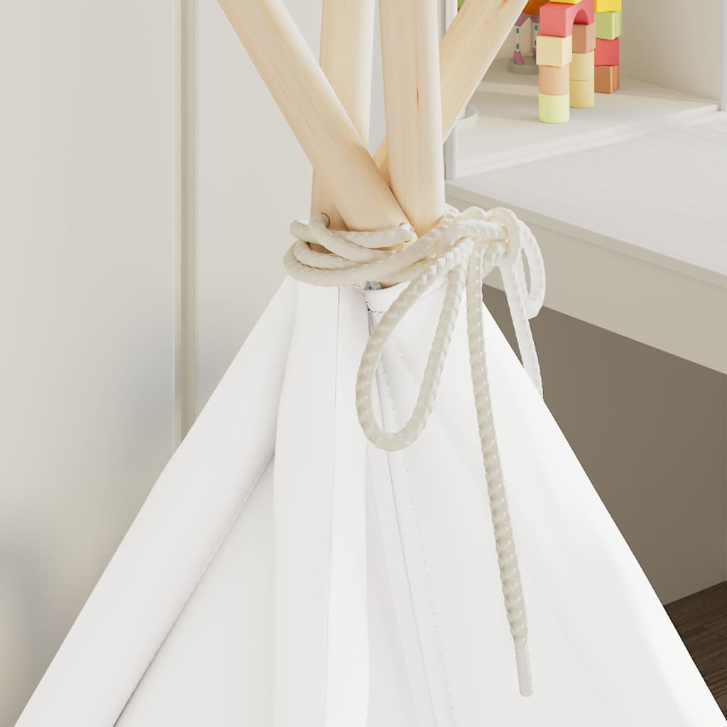 vidaXL Children Teepee Tent with Bag Peach Skin White 120x120x150 cm 3