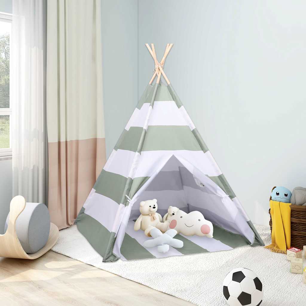 vidaXL Children Tent Grey and White 120 x 120 x 150 cm Solid pine wood 1