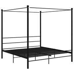 Canopy Bed Frame without Mattress Metal Black 180 x 200 cm