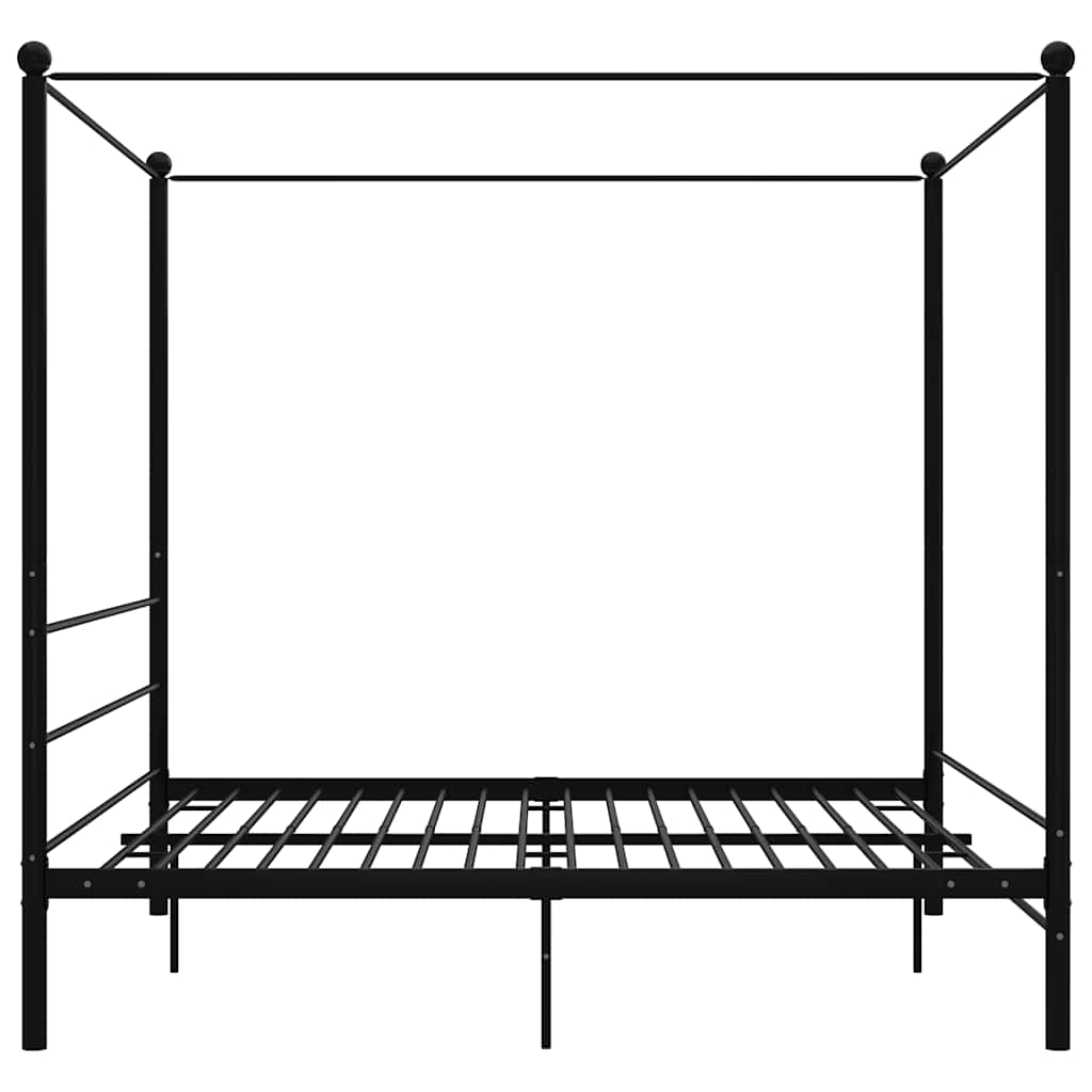Canopy Bed Frame without Mattress Metal Black 180 x 200 cm