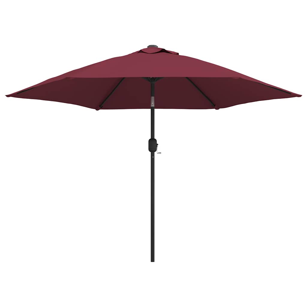 Outdoor Parasol with LED Lights and Steel Pole 300 cm Bordeaux red