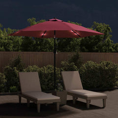 Outdoor Parasol with LED Lights and Steel Pole 300 cm Bordeaux red