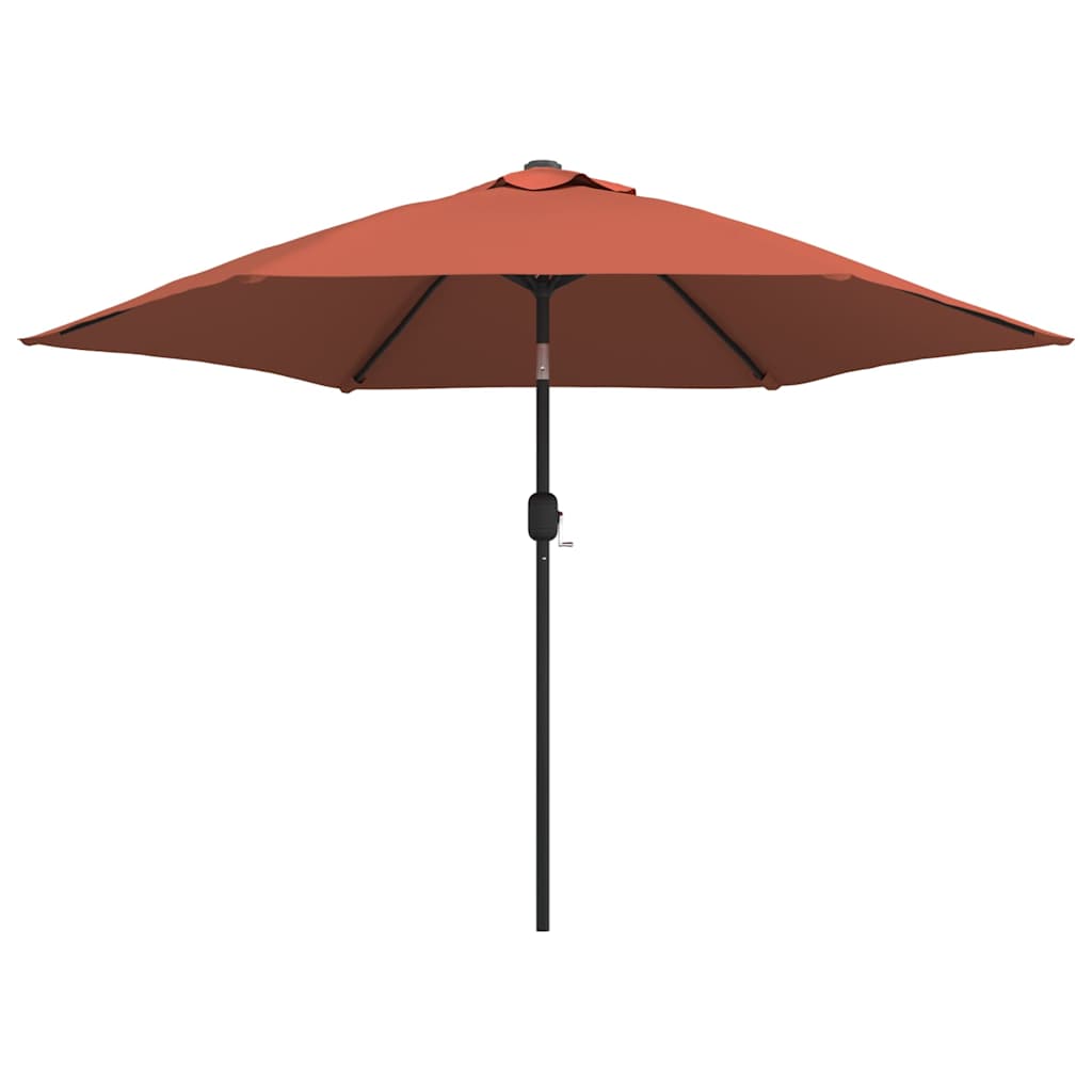 Outdoor Parasol with LED Lights and Steel Pole 300 cm Terracotta