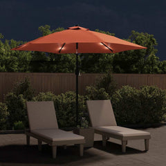 Outdoor Parasol with LED Lights and Steel Pole 300 cm Terracotta