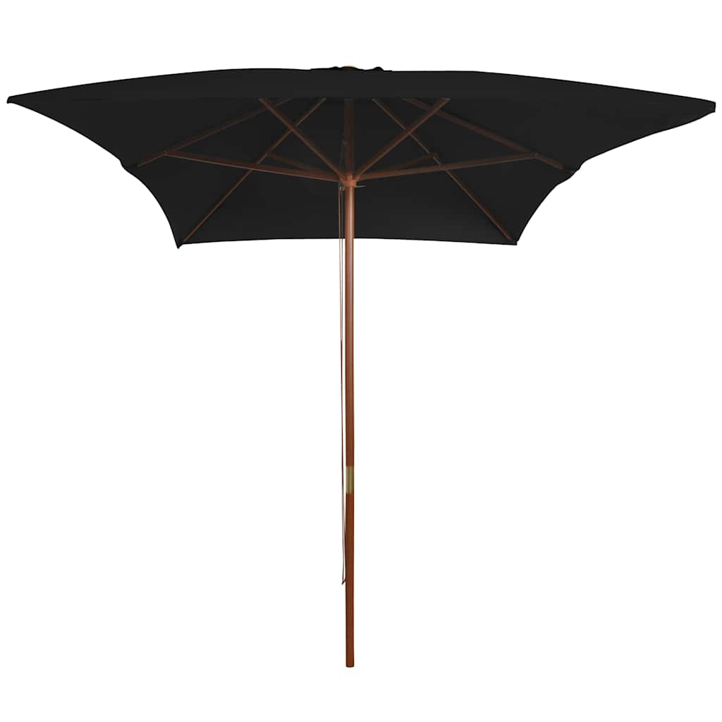 vidaXL Garden Parasol with Wooden Pole Black 200x300 cm 2