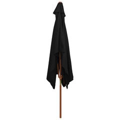vidaXL Garden Parasol with Wooden Pole Black 200x300 cm 4