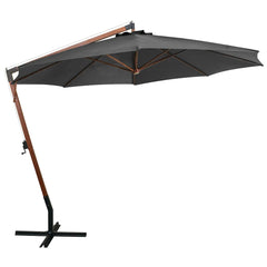 vidaXL Hanging Garden Parasol with Pole Anthracite 3.5x2.9 m Solid Fir Wood 2