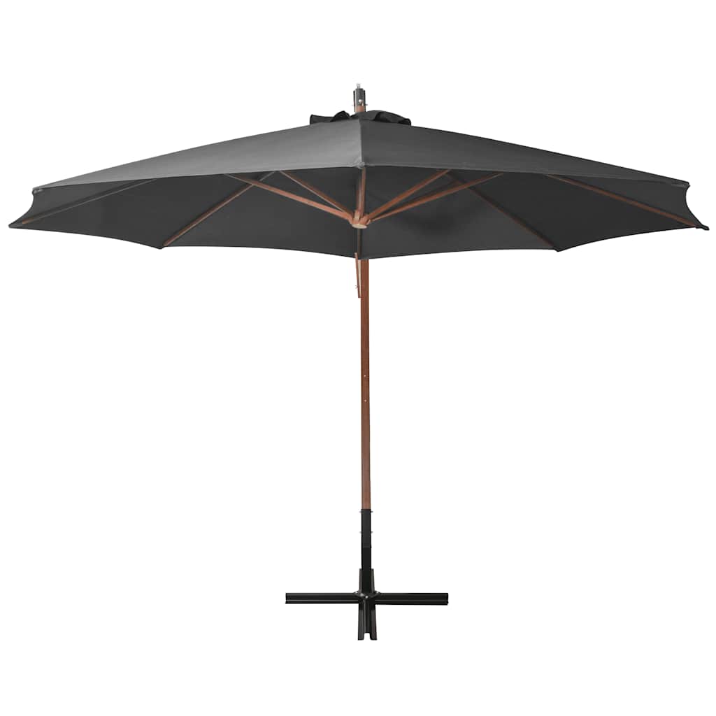 vidaXL Hanging Garden Parasol with Pole Anthracite 3.5x2.9 m Solid Fir Wood 3