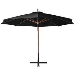 vidaXL Hanging Garden Parasol with Pole Black 3.5x2.9 m Solid Fir Wood 3
