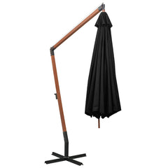 vidaXL Hanging Garden Parasol with Pole Black 3.5x2.9 m Solid Fir Wood 4