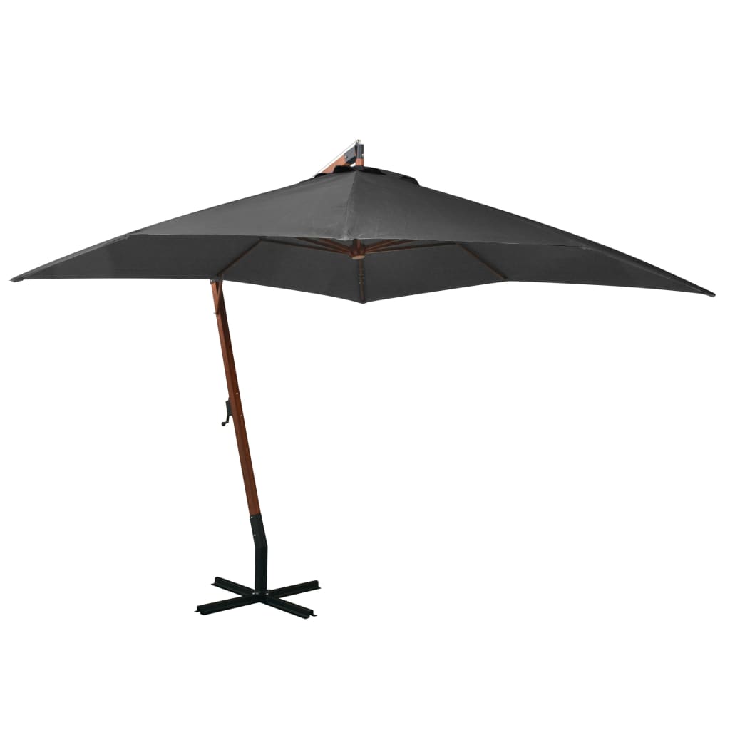 vidaXL Hanging Garden Parasol with Pole Anthracite 3x3 m Solid Fir Wood 1