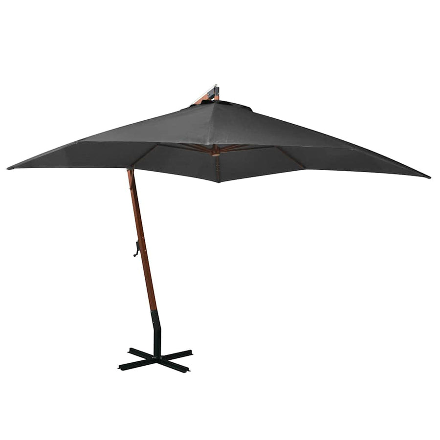 Hanging Garden Parasol with Pole Solid Fir Wood Anthracite 3 m 3 m