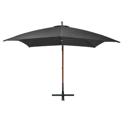 Hanging Garden Parasol with Pole Solid Fir Wood Anthracite 3 m 3 m