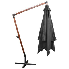 Hanging Garden Parasol with Pole Solid Fir Wood Anthracite 3 m 3 m