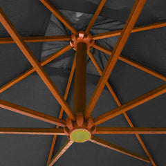 vidaXL Hanging Garden Parasol with Pole Anthracite 3x3 m Solid Fir Wood 4
