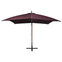 Hanging Garden Parasol with Pole Solid Fir Wood Bordeaux red 3 m 3 m