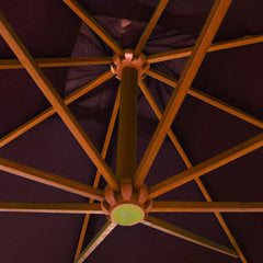 vidaXL Hanging Garden Parasol with Pole Bordeaux Red 3x3 m Solid Fir Wood 4