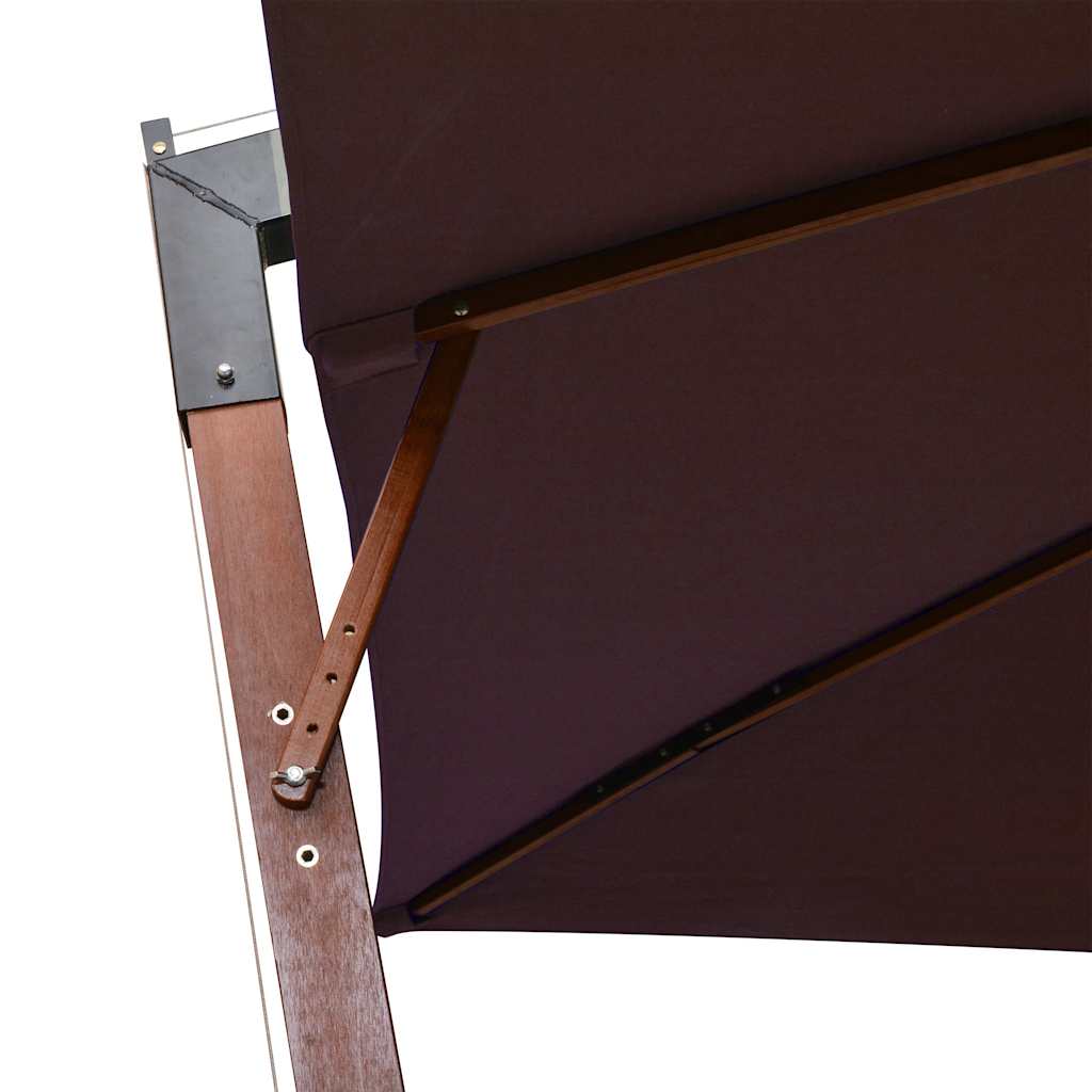 vidaXL Hanging Garden Parasol with Pole Bordeaux Red 3x3 m Solid Fir Wood 5