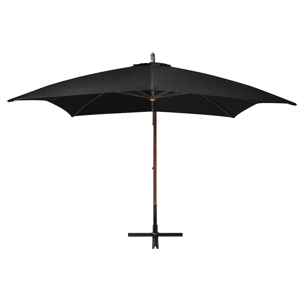vidaXL Hanging Garden Parasol with Pole Black 3x3 m Solid Fir Wood 2