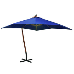 Hanging Garden Parasol with Pole Solid Fir Wood Azure blue 3 m 3 m